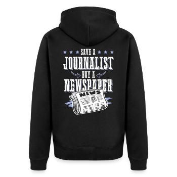 journalist zeitung - Veste à capuche bio Premium Unisexe - noir - Dos - Nico (187cm)