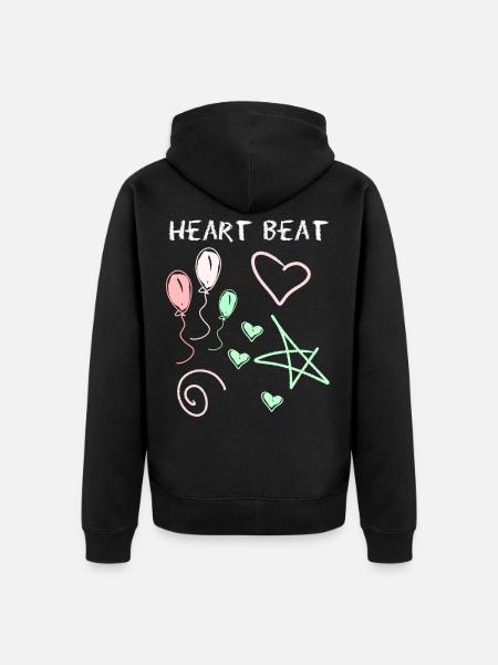 Heartbeat drawn with chalk - Unisex Premium Organic Zip Hoodie - black