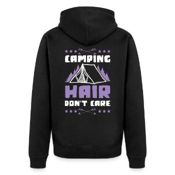 tent camping camp - Unisex Premium Organic Zip Hoodie - black - Back - Nico (187cm)