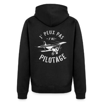 Je peux pas j'ai pilotage pilote d'avion vintage - Veste à capuche bio Premium Unisexe - noir - Dos - Nico (187cm)