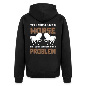 pferde pferd lustiger - Unisex Premium Bio Zip Hoodie - Schwarz - Hinten - Nico (187cm)
