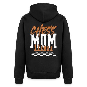 mama mom schach - Unisex Premium Bio Zip Hoodie - Schwarz - Hinten - Nico (187cm)