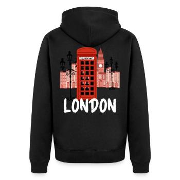 Londres Angleterre Londres cadeau anglais britannique - Veste à capuche bio Premium Unisexe - noir - Dos - Nico (187cm)