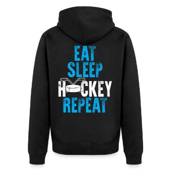 eat sleep hockey repeat - Veste à capuche bio Premium Unisexe - noir - Dos - Nico (187cm)