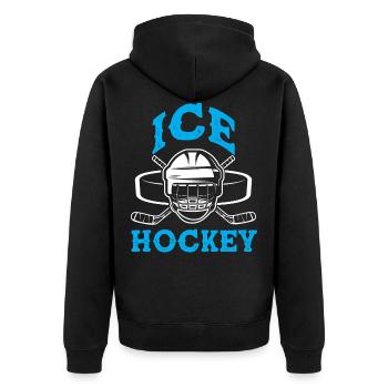 eishockey ice hockey - Unisex Premium Bio Zip Hoodie - Schwarz - Hinten - Nico (187cm)