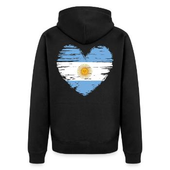 Argentine coeur drapeau blason - Veste à capuche bio Premium Unisexe - noir - Dos - Nico (187cm)