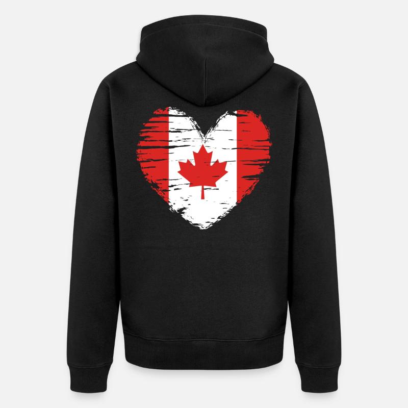 Canada coeur drapeau blason - Veste à capuche bio Premium Unisexe - noir