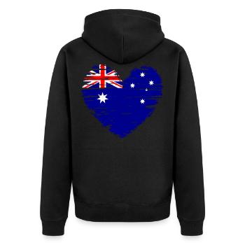 Australien Herz Flagge Fahne Wappen - Unisex Premium Bio Zip Hoodie - Schwarz - Hinten - Nico (187cm)