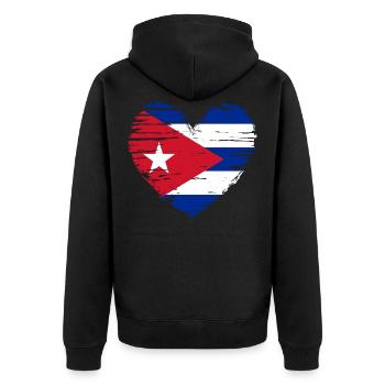 Kuba Herz Flagge Fahne Wappen - Unisex Premium Bio Zip Hoodie - Schwarz - Hinten - Nico (187cm)