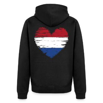 Netherlands Heart Flag Flag Coat of Arms - Unisex Premium Organic Zip Hoodie - black - Back - Nico (187cm)