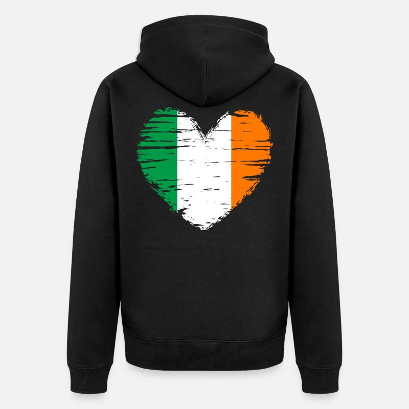Irlande coeur drapeau blason - Veste à capuche bio Premium Unisexe - noir