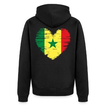 Sénégal coeur drapeau blason - Veste à capuche bio Premium Unisexe - noir - Dos - Nico (187cm)