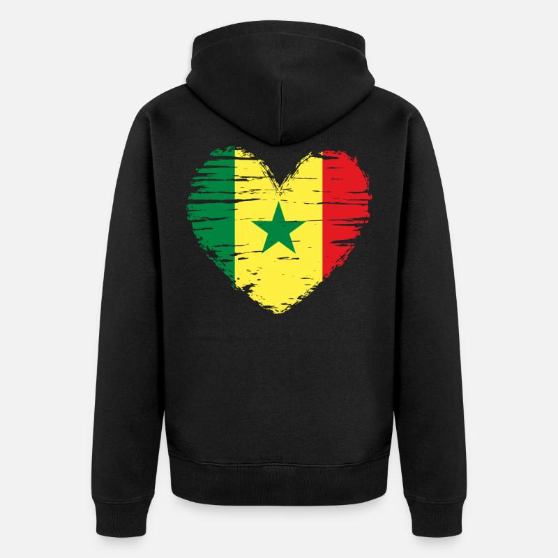 Sénégal coeur drapeau blason - Veste à capuche bio Premium Unisexe - noir