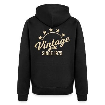 Vintage 1975 Geburtstag Geburtsjahr Retro seashell - Unisex Premium Bio Zip Hoodie - Schwarz - Hinten - Nico (187cm)