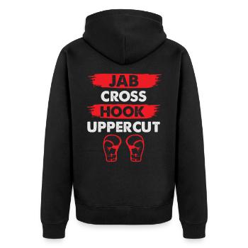 boxing boxing gloves - Unisex Premium Organic Zip Hoodie - black - Back - Nico (187cm)