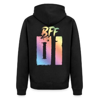 Bff 01 Beste Freunde - Unisex Premium Bio Zip Hoodie - Schwarz - Hinten - Nico (187cm)