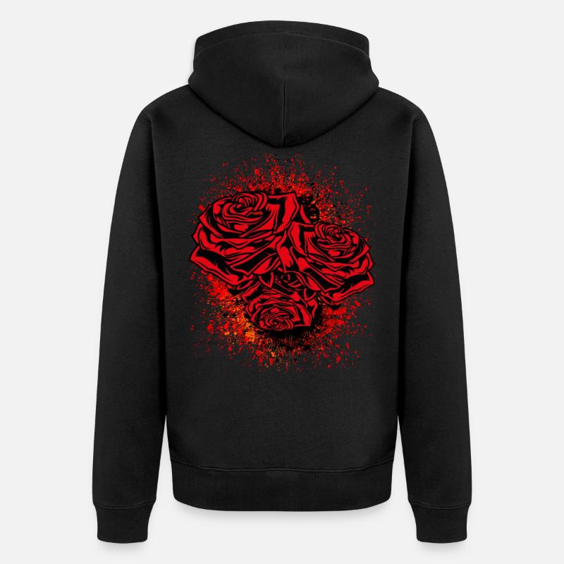 Rose Symbole Illustration Silhouette - Veste à capuche bio Premium Unisexe - noir