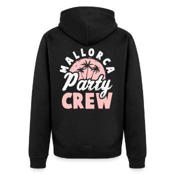 Mallorca Party Crew - Unisex Premium Bio Zip Hoodie - Schwarz - Hinten - Nico (187cm)