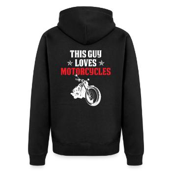 motorbike love - Unisex Premium Organic Zip Hoodie - black - Back - Nico (187cm)