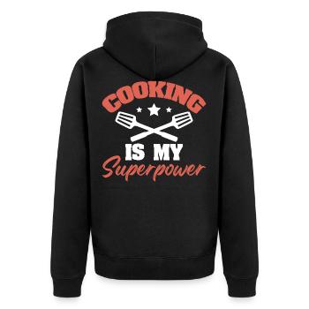 cooking superpower cook - Unisex Premium Organic Zip Hoodie - black - Back - Nico (187cm)