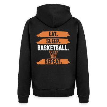 eat sleep basketball repeat - Unisex Premium Organic Zip Hoodie - black - Back - Nico (187cm)