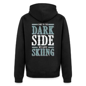 ski skiing - Unisex Premium Organic Zip Hoodie - black - Back - Nico (187cm)