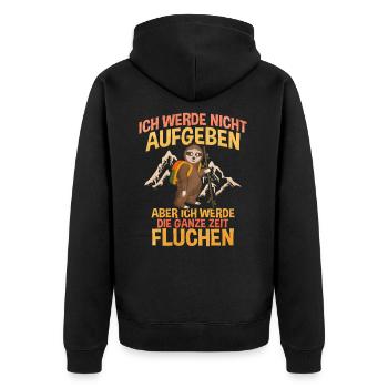Ich Werde Nicht Aufgeben Faultier Wandern - Unisex Premium Bio Zip Hoodie - Schwarz - Hinten - Nico (187cm)