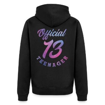 13. Geburtstag Mädchen Teenager Teen - Unisex Premium Bio Zip Hoodie - Schwarz - Hinten - Nico (187cm)