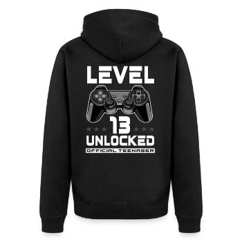 13ème anniversaire garçons gamer adolescent gaming - Veste à capuche bio Premium Unisexe - noir - Dos - Nico (187cm)