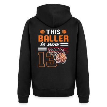 13. Geburtstag Jungen Teenager Basketballer - Unisex Premium Bio Zip Hoodie - Schwarz - Hinten - Nico (187cm)