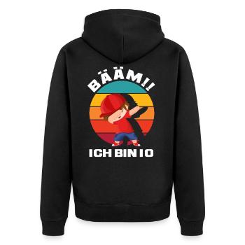 10. Geburtstag Dabbing Junge Jungs - Unisex Premium Bio Zip Hoodie - Schwarz - Hinten - Nico (187cm)
