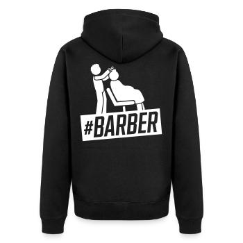 Barber Hairdresser - Unisex Premium Organic Zip Hoodie - black - Back - Nico (187cm)