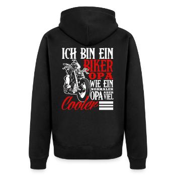 Motorrad Opa Geschenk - Unisex Premium Bio Zip Hoodie - Schwarz - Hinten - Nico (187cm)