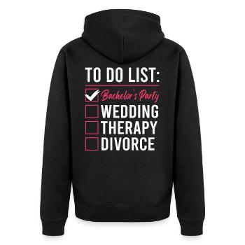 to do list bachelor - Unisex Premium Organic Zip Hoodie - black - Back - Nico (187cm)