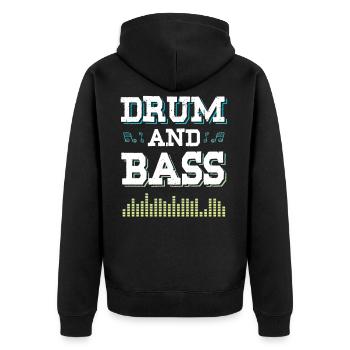 drum and bass spruch - Veste à capuche bio Premium Unisexe - noir - Dos - Nico (187cm)