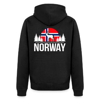 Norway Travel Holiday Country Gift - Unisex Premium Organic Zip Hoodie - black - Back - Nico (187cm)