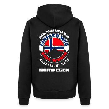 Norwegen Liebhaber Spruch Geschenk - Unisex Premium Bio Zip Hoodie - Schwarz - Hinten - Nico (187cm)