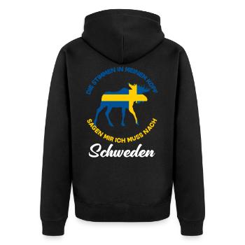 Schweden Elch Stimmen Schwede Geschenk - Unisex Premium Bio Zip Hoodie - Schwarz - Hinten - Nico (187cm)