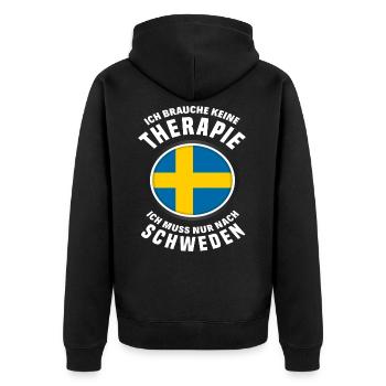Schweden Schwede Therapie Urlaub Geschenk - Unisex Premium Bio Zip Hoodie - Schwarz - Hinten - Nico (187cm)