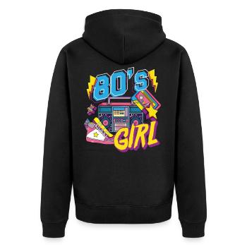80er Jahre Mädchen Mottoparty Geschenk - Unisex Premium Bio Zip Hoodie - Schwarz - Hinten - Nico (187cm)