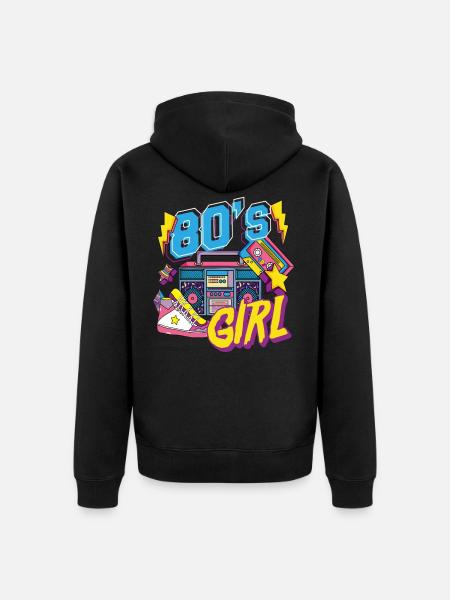80s girls theme party gift - Unisex Premium Organic Zip Hoodie - black