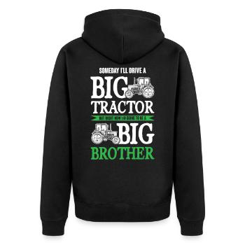 großer traktor großer bruder - Unisex Premium Bio Zip Hoodie - Schwarz - Hinten - Nico (187cm)