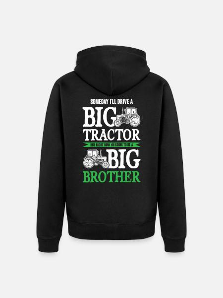 grote tractor grote broer - Uniseks Premium bio ziphoodie - zwart