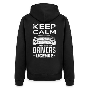 Driver's License Passed Boy Gift - Unisex Premium Organic Zip Hoodie - black - Back - Nico (187cm)