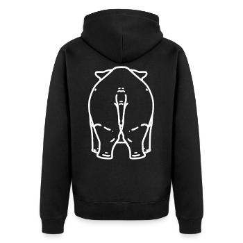 Nashorn Hintern - Unisex Premium Bio Zip Hoodie - Schwarz - Hinten - Nico (187cm)