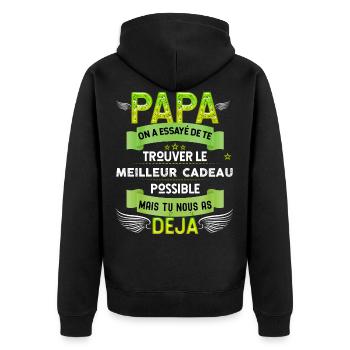 Papa, humour enfants cadeau drôle - Veste à capuche bio Premium Unisexe - noir - Dos - Nico (187cm)