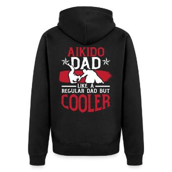 cool aikido papa - Unisex Premium Organic Zip Hoodie - black - Back - Nico (187cm)