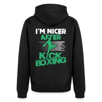 kickboxen sport - Unisex Premium Bio Zip Hoodie - Schwarz - Hinten - Nico (187cm)