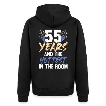 55 jahre geburtstag - Unisex Premium Bio Zip Hoodie - Schwarz - Hinten - Nico (187cm)