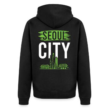 south korea seoul - Unisex Premium Organic Zip Hoodie - black - Back - Nico (187cm)
